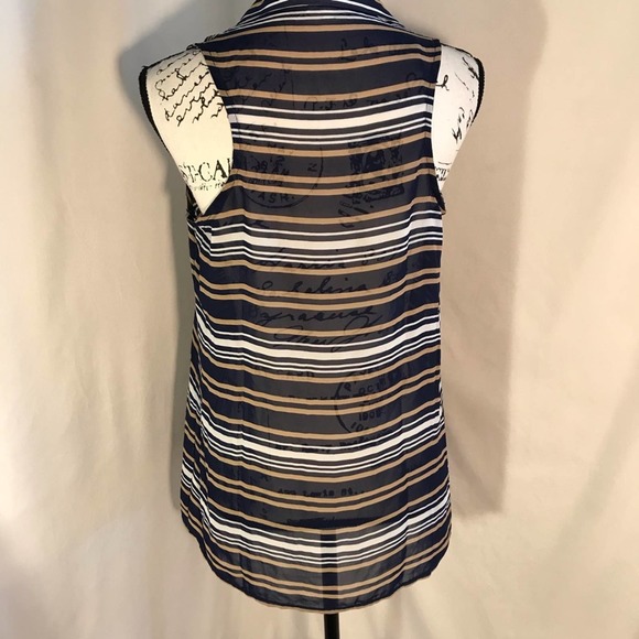 Thyme and Honey V-Neck Striped Sleeveless Button Down Tunic Sz M - Picture 3 of 7